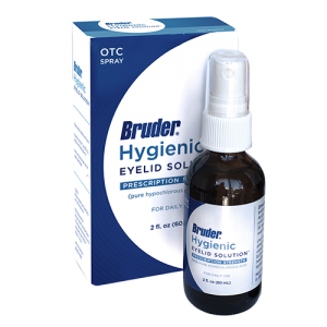 Bruder Hygienic Eyelid Solution safely cleansers eyelids and eyelashes