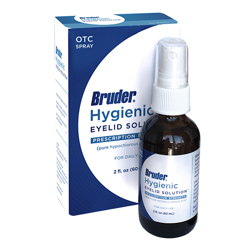 Bruder Hygienic Eyelid Solution safely cleansers eyelids and eyelashes